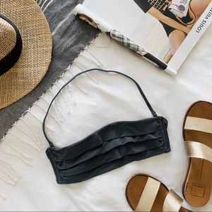 Gap Body Gray Pleated Bandeau Bikini Halter Top